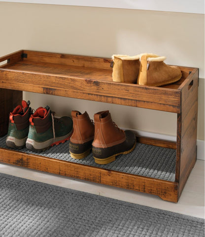Rustic Wooden Two Tier Boot Tray / L.L.Bean