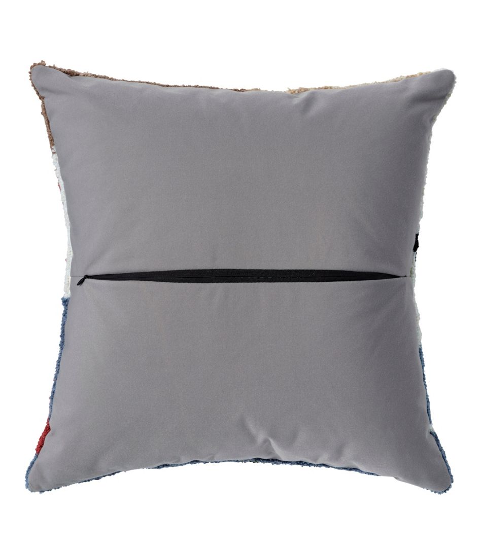 Indoor/Outdoor Hooked Pillow, Dogs Skiing / L.L.Bean