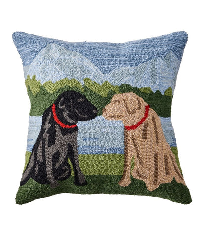 Indoor/Outdoor Hooked Pillow, Mountain Dogs / L.L.Bean