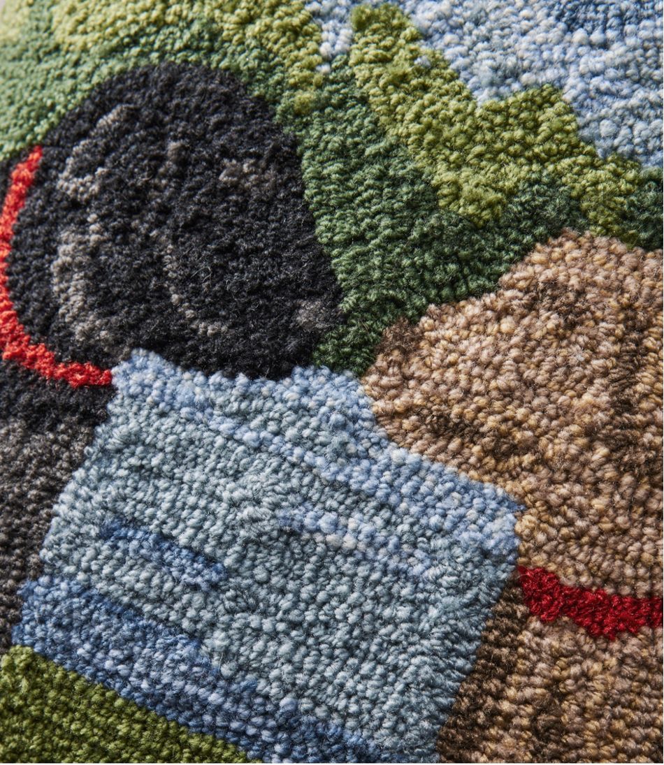 Indoor/Outdoor Hooked Pillow, Mountain Dogs / L.L.Bean