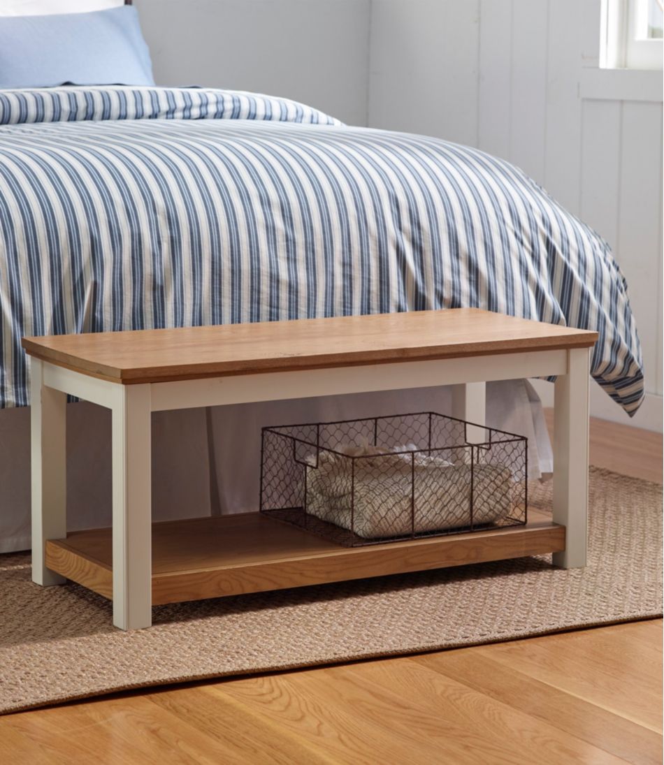 Painted Farmhouse Bench, Wood Top / L.L.Bean