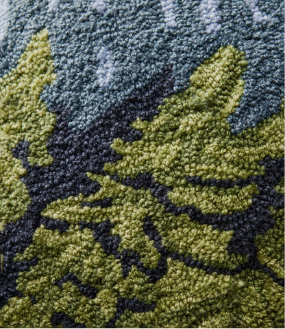 Indoor/Outdoor Hooked Pillow, Lakeside Mountain Scene / L.L.Bean