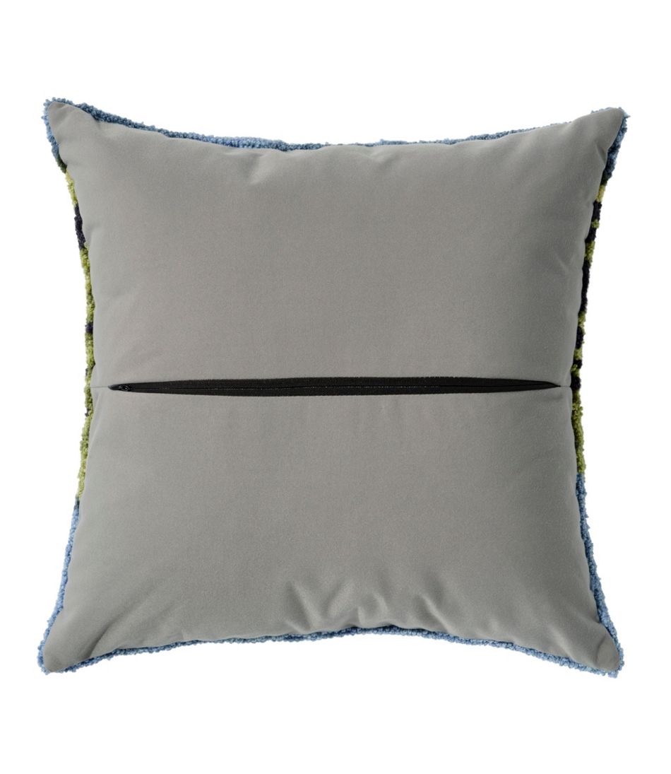 Indoor/Outdoor Hooked Pillow, Lakeside Mountain Scene / L.L.Bean