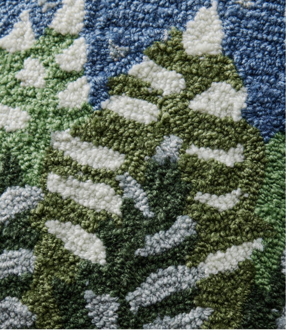 Indoor/Outdoor Hooked Pillow, Frosted Trees / L.L.Bean