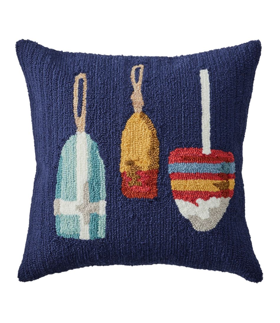 Indoor/Outdoor Hooked Pillow, Buoys / L.L.Bean