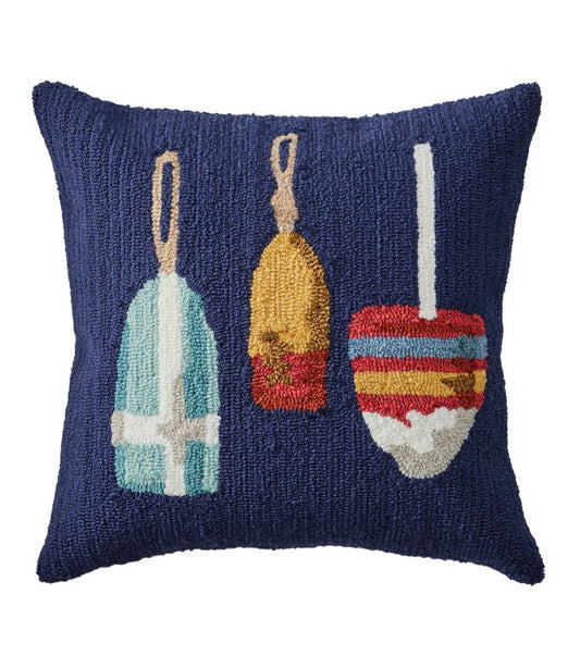 Indoor/Outdoor Hooked Pillow, Buoys / L.L.Bean