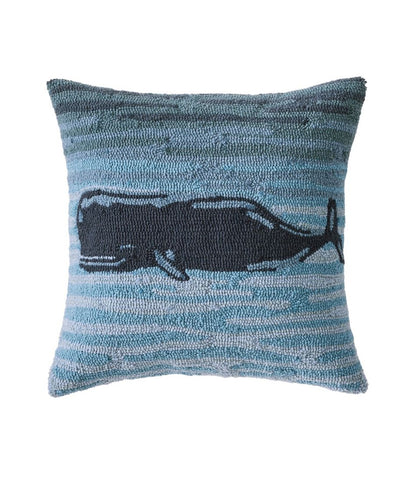 Indoor/Outdoor Hooked Pillow, 18x18 Whale / L.L.Bean