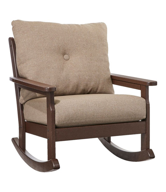 All-Weather Patio Rocker with Textured Cushion, Mahogany / L.L.Bean