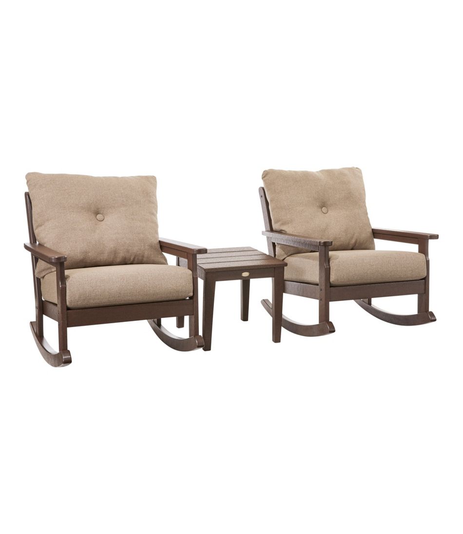 All-Weather Patio Rocker Set with Side Table, Mahogany / L.L.Bean