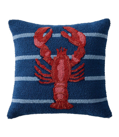 Indoor/Outdoor Hooked Pillow, 18x18 Lobster / L.L.Bean