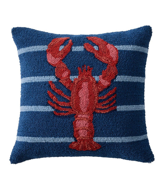 Indoor/Outdoor Hooked Pillow, 18x18 Lobster / L.L.Bean