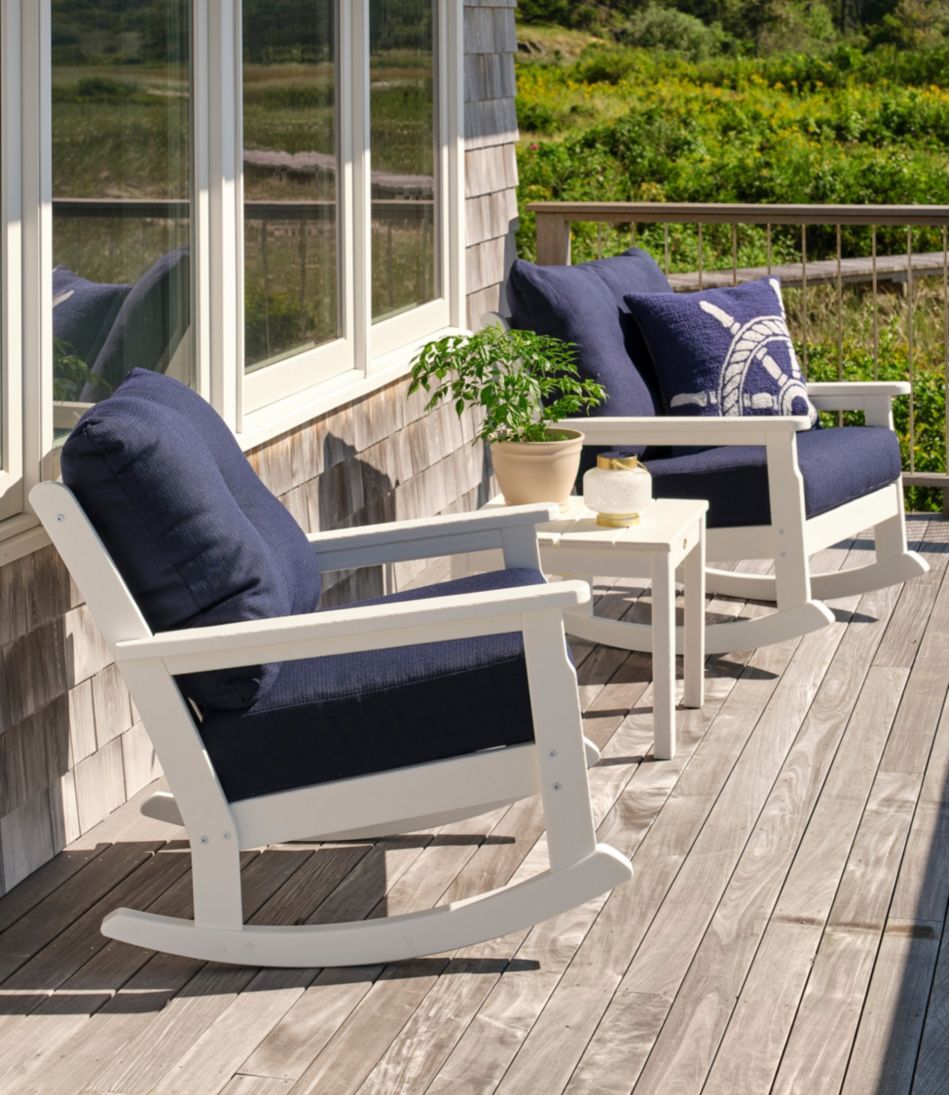 All-Weather Patio Rocker Set with Side Table, White / L.L.Bean