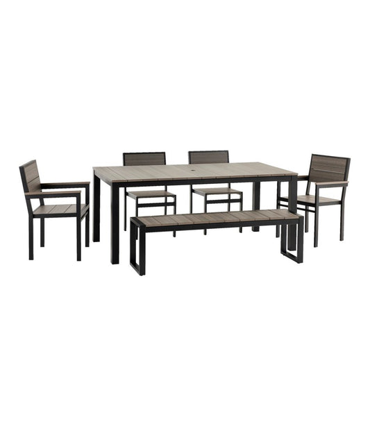 Aluminum/Recycled Poly Lumber Farmhouse Dining Set, Black / L.L.Bean