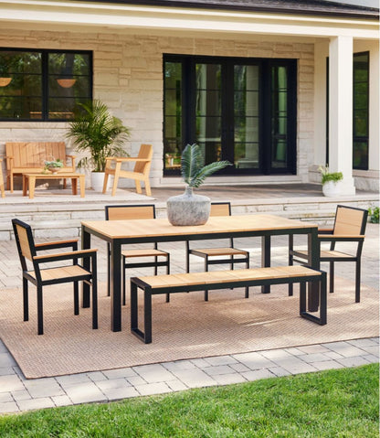 Aluminum/Recycled Poly Lumber Farmhouse Dining Set, Black / L.L.Bean