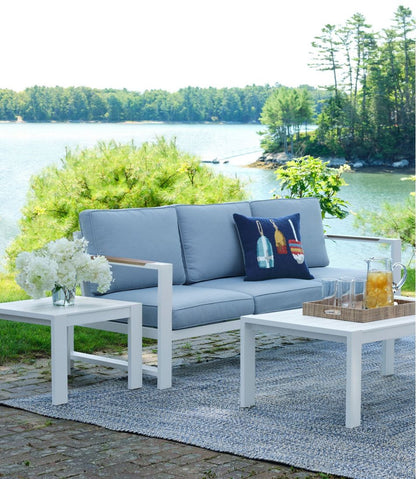 White Aluminum Deep Seating Side Table / L.L.Bean