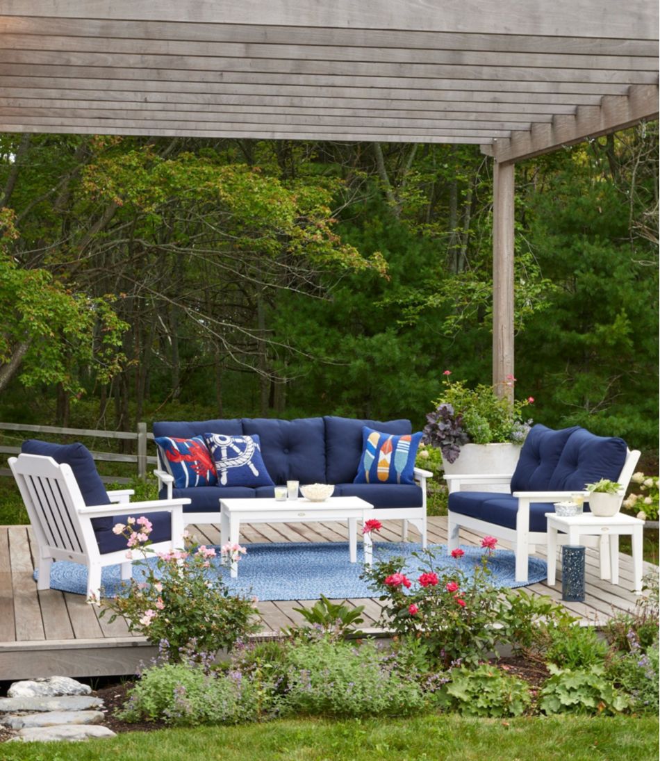 All-Weather Patio Loveseat with Textured Cushion, White / L.L.Bean