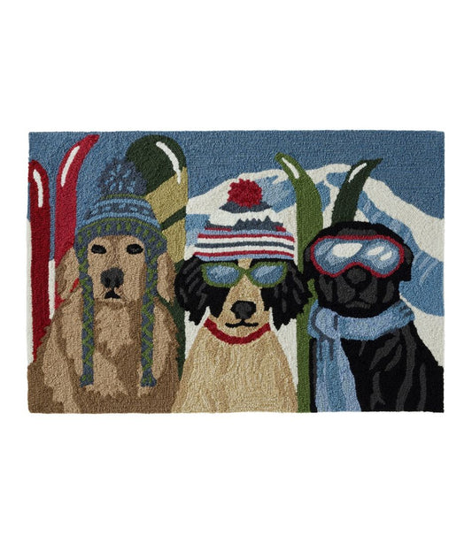 Indoor/Outdoor Vacationland Rug, Dogs Skiing / L.L.Bean
