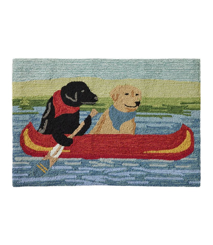 Indoor/Outdoor Vacationland Rug, Dog Canoe / L.L.Bean