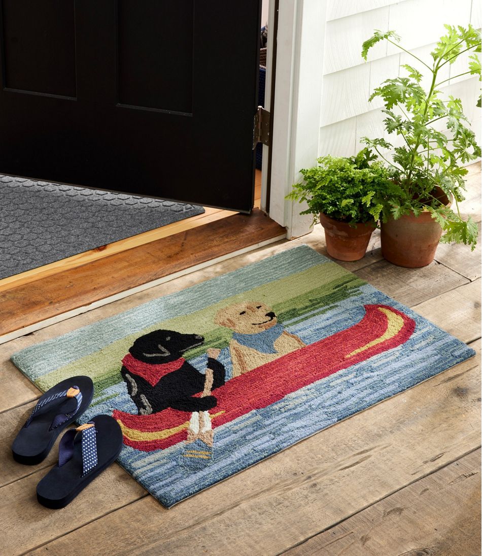 Indoor/Outdoor Vacationland Rug, Dog Canoe / L.L.Bean