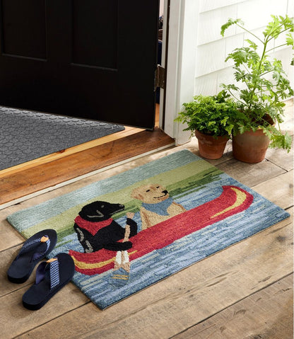 Indoor/Outdoor Vacationland Rug, Dog Canoe / L.L.Bean