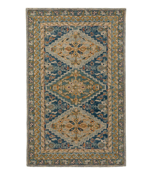 Bordered Medallion Wool Tufted Rug, Blue Multi / L.L.Bean