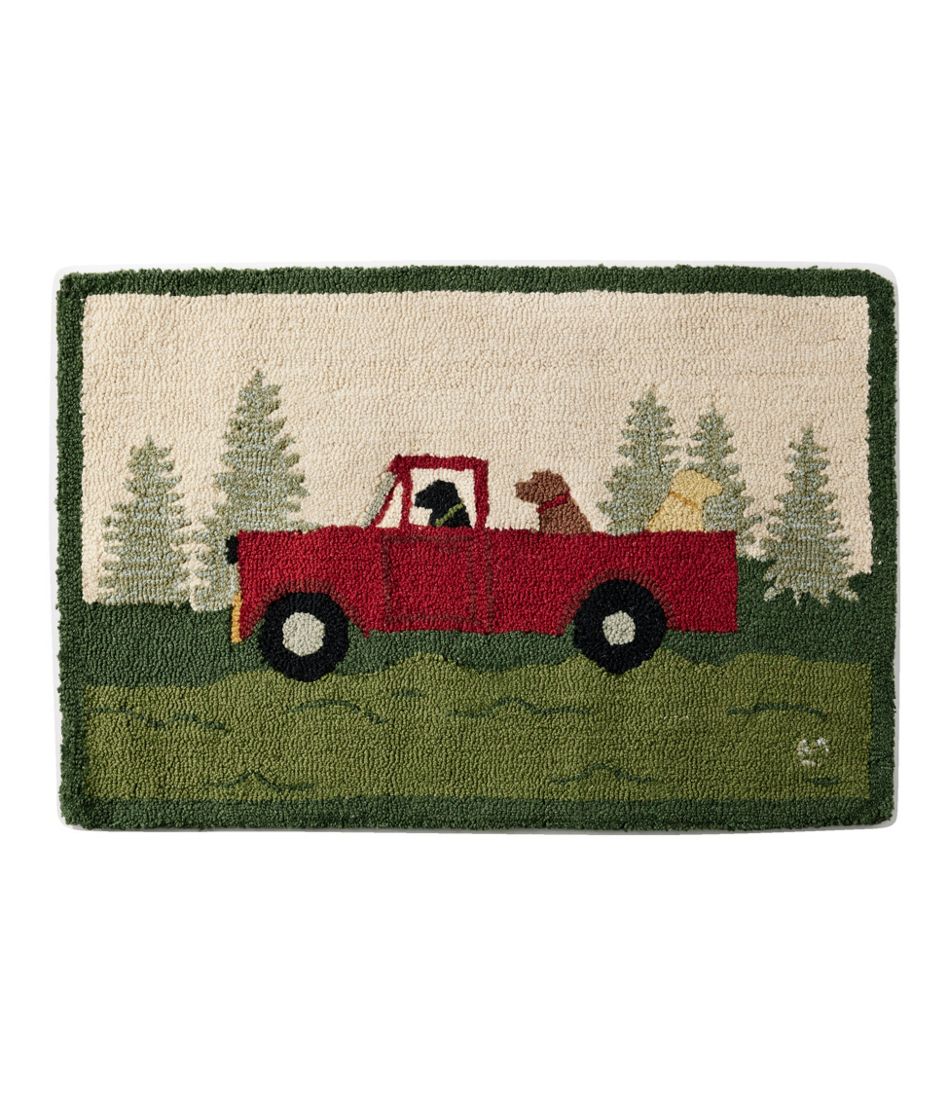 Wool Hooked Novelty Rug, Dog Caravan / L.L.Bean