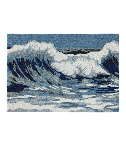 Indoor/Outdoor Vacationland Rug, Ocean Waves / L.L.Bean