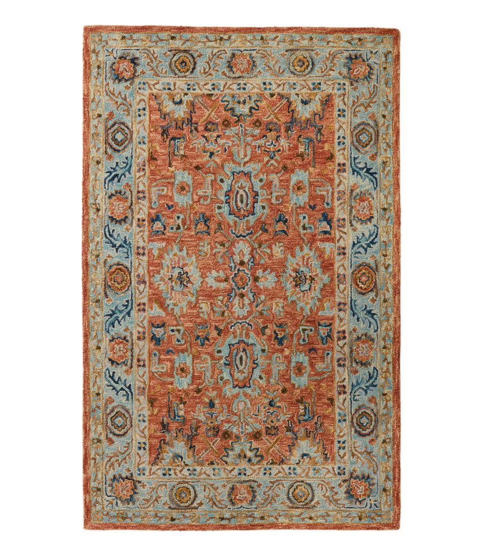 Single Border Terracotta Wool Tufted Rug / L.L.Bean