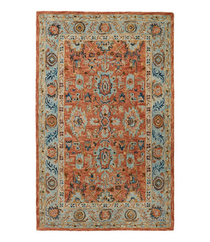 Single Border Terracotta Wool Tufted Rug / L.L.Bean