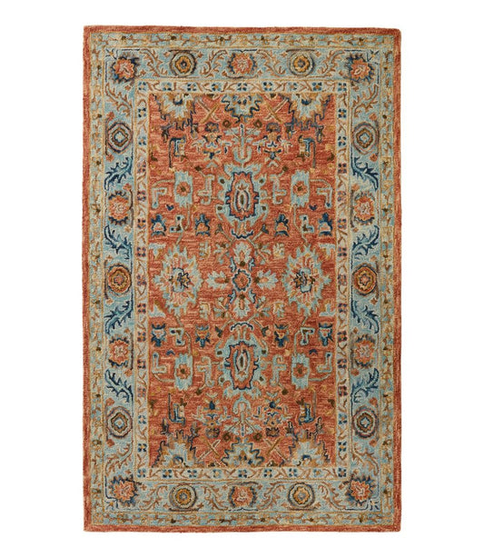 Single Border Terracotta Wool Tufted Rug / L.L.Bean