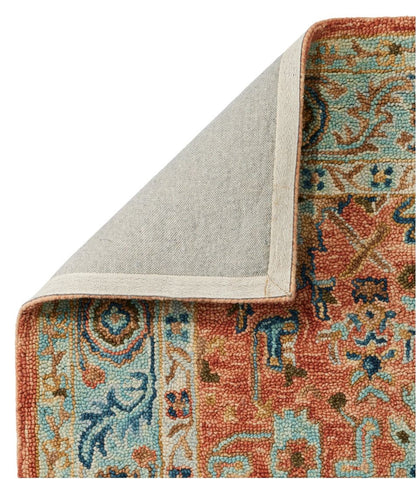 Single Border Terracotta Wool Tufted Rug / L.L.Bean