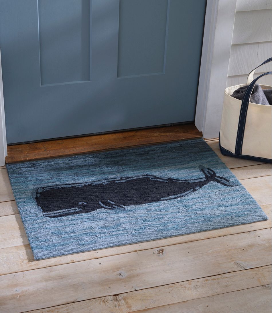 Indoor/Outdoor Vacationland Rug, Coastal Whale / L.L.Bean