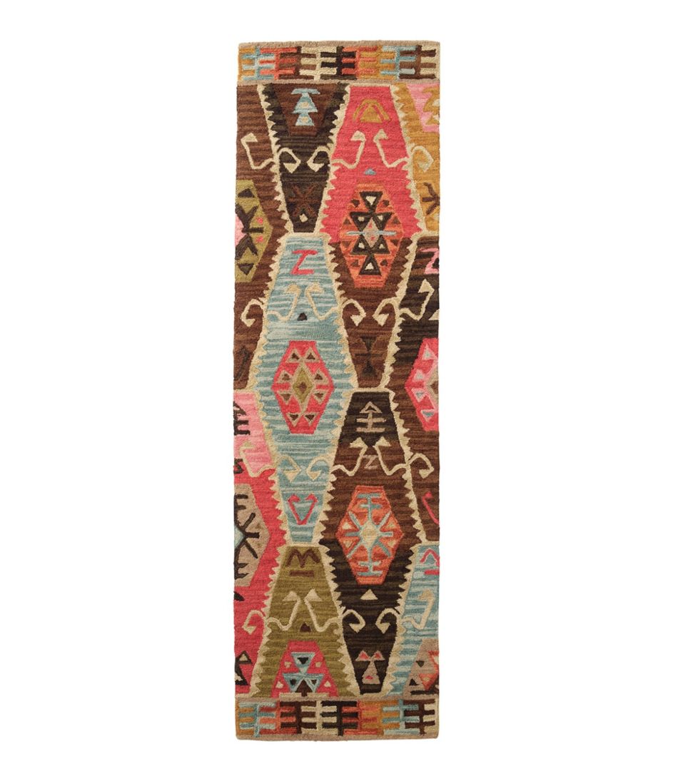 Rustic Geometric Wool Hooked Runner / L.L.Bean