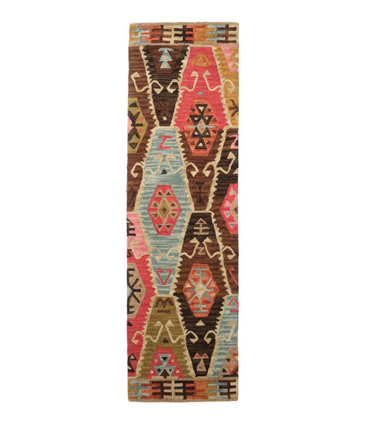 Rustic Geometric Wool Hooked Runner / L.L.Bean