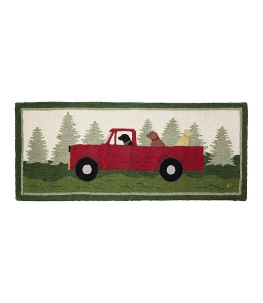 Wool Hooked Novelty Runner, Dog Caravan / L.L.Bean