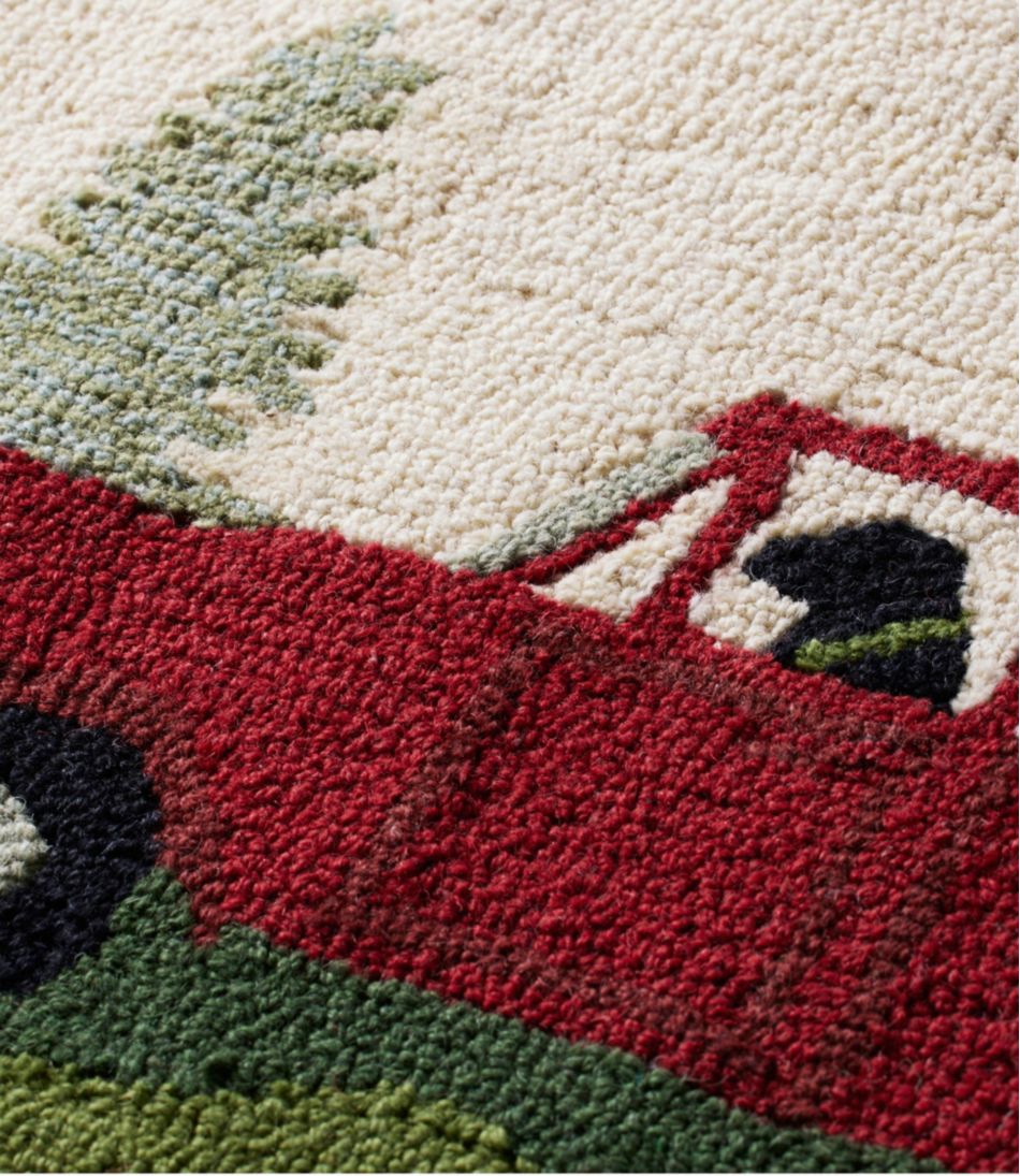 Wool Hooked Novelty Runner, Dog Caravan / L.L.Bean