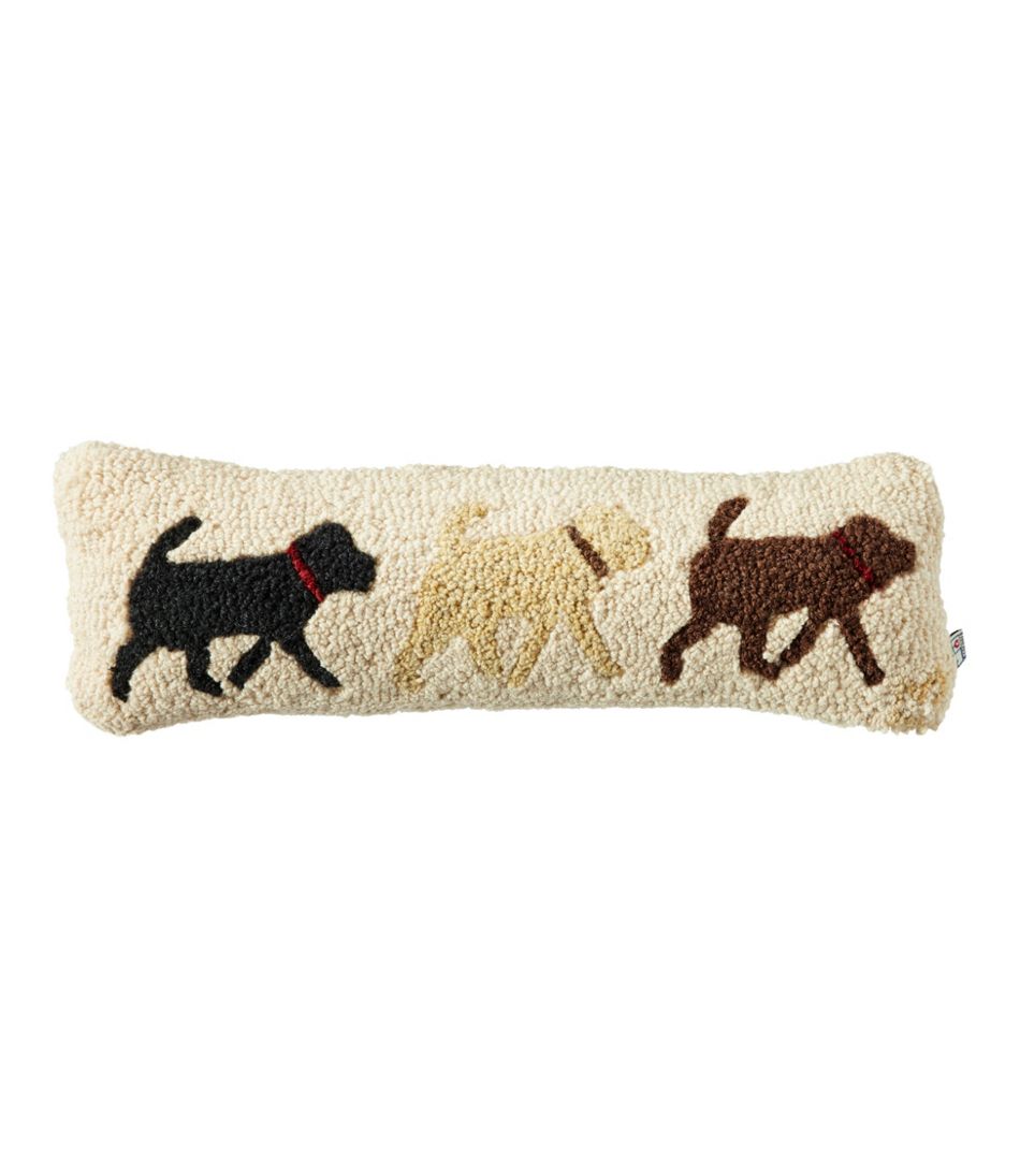 Wool Hooked Throw Pillow, Lab Trio, 8" x 24" / L.L.Bean