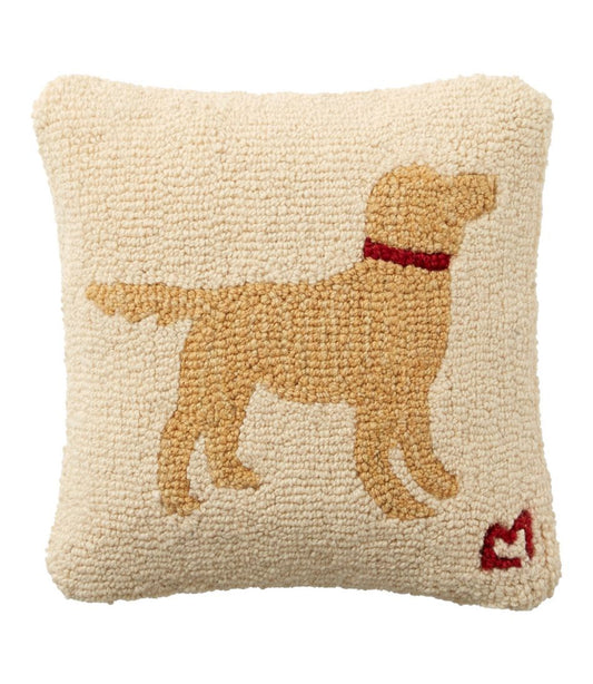 Wool Hooked Throw Pillow, Yellow Dog, 14" x 14" / L.L.Bean