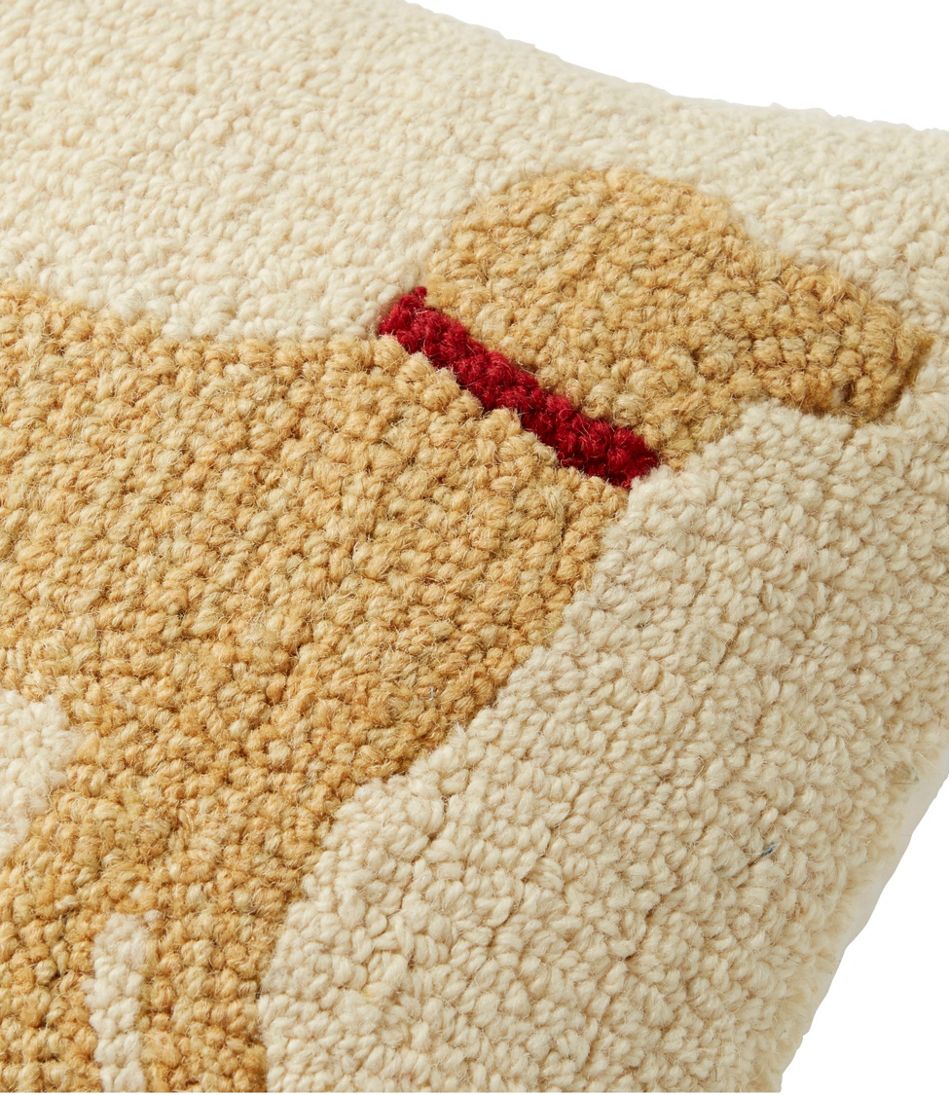 Wool Hooked Throw Pillow, Yellow Dog, 14" x 14" / L.L.Bean