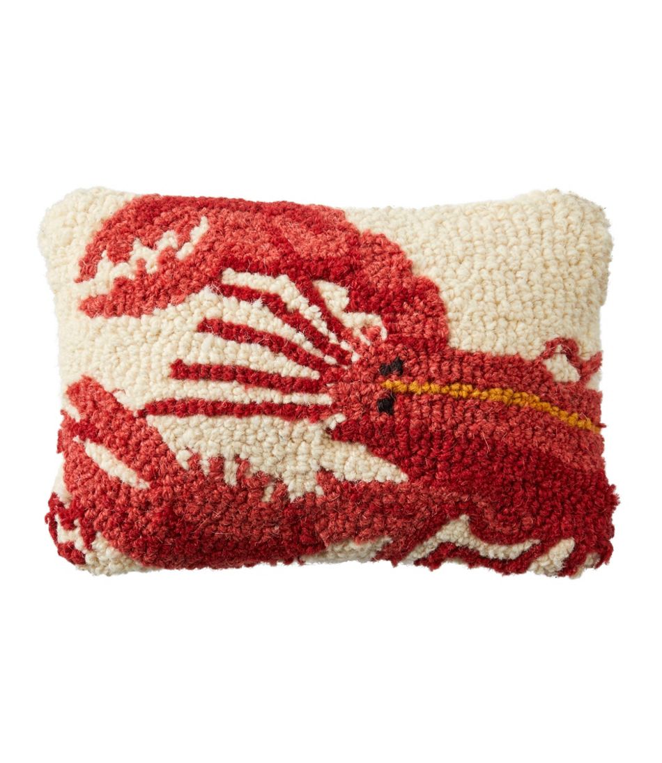 Wool Hooked Throw Pillow, Lobster, 8" x 12" / L.L.Bean