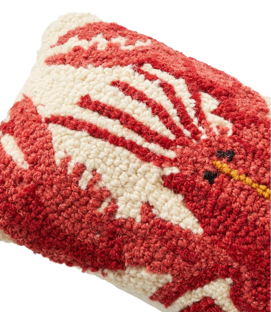 Wool Hooked Throw Pillow, Lobster, 8" x 12" / L.L.Bean