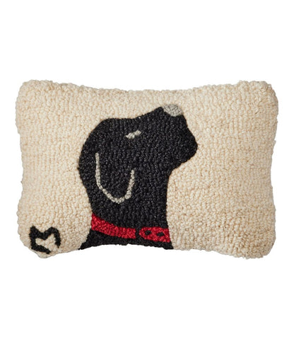 Wool Hooked Throw Pillow, Black Labrador, 8" x 12" / L.L.Bean