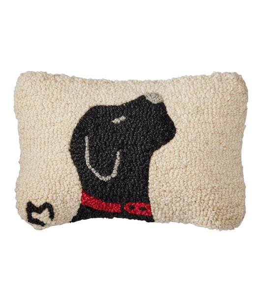 Wool Hooked Throw Pillow, Black Labrador, 8" x 12" / L.L.Bean