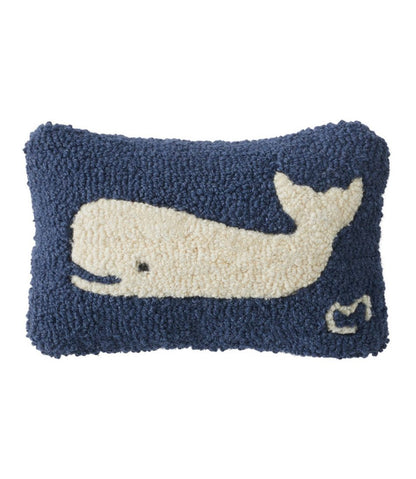 Wool Hooked Throw Pillow, Whale, 8" x 12" / L.L.Bean