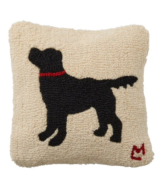 Wool Hooked Throw Pillow, Black Dog, 14" x 14" / L.L.Bean