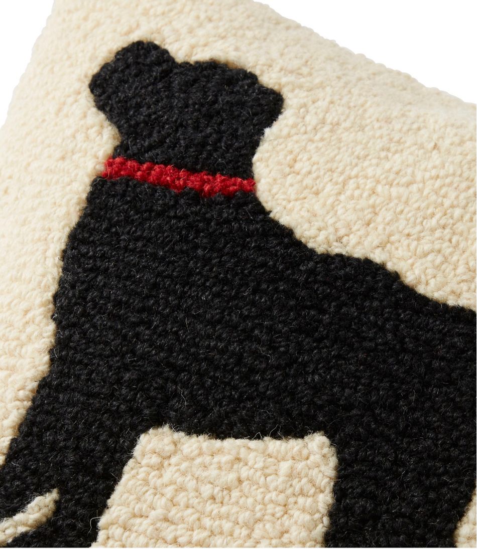 Wool Hooked Throw Pillow, Black Dog, 14" x 14" / L.L.Bean