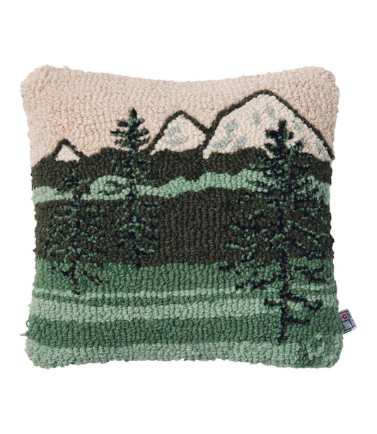 Wool Hooked Throw Pillow, Mountains, 14" x 14" / L.L.Bean