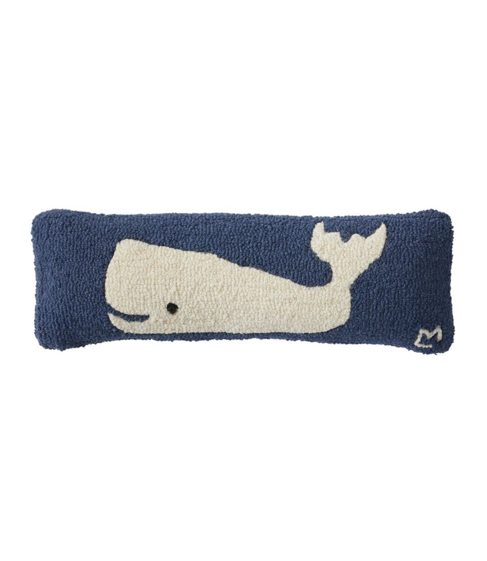 Wool Hooked Throw Pillow, Whale, 8" x 24" / L.L.Bean