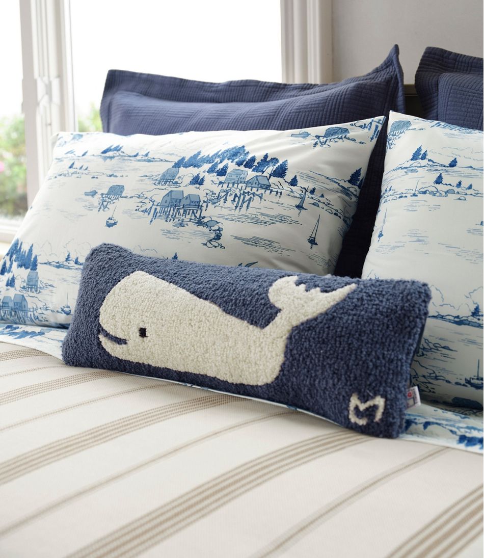 Wool Hooked Throw Pillow, Whale, 8" x 24" / L.L.Bean