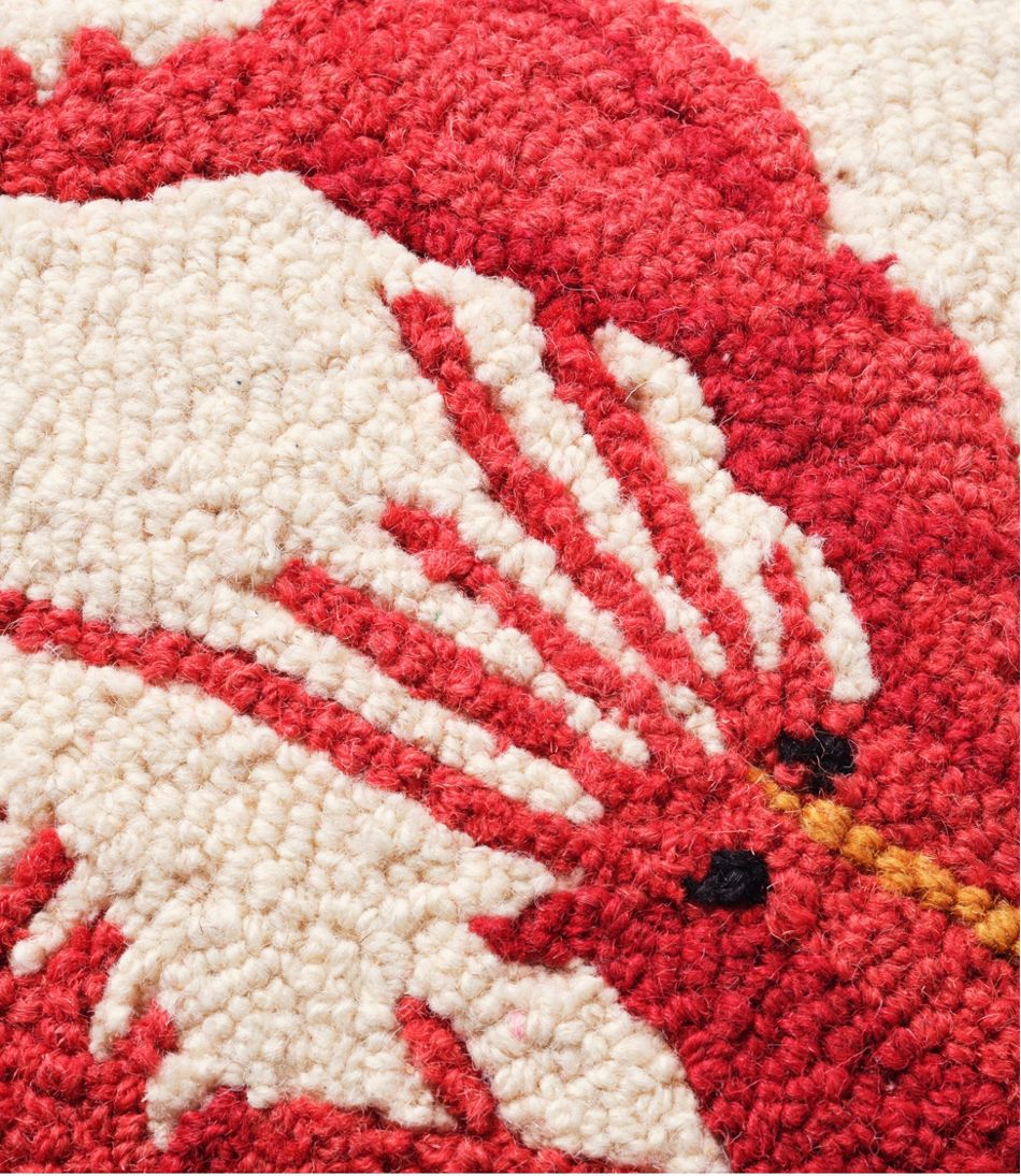 Wool Hooked Throw Pillow, Red Lobster, 14" x 14" / L.L.Bean